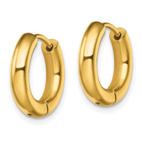 Stainless Steel Polished Yellow IP-plated 3.5mm Hinged Hoop Earrings ,