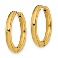 Stainless Steel Polished Yellow IP-plated 3mm Hinged Hoop Earrings ,