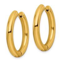 Stainless Steel Polished Yellow IP-plated 4mm Hinged Hoop Earrings ,
