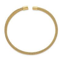 Stainless Steel Polished Yellow IP-plated 6.00mm Mesh Wire Cuff Bangle ,