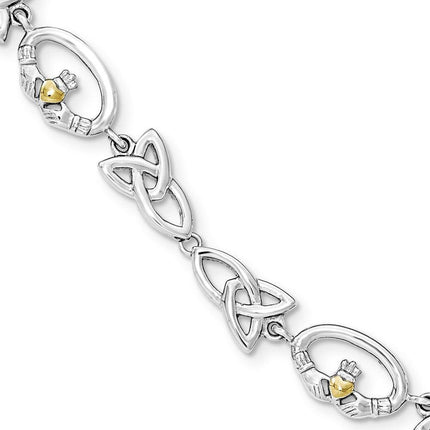 Stainless Steel Polished Yellow IP-plated Claddagh Bracelet ,