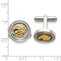 Stainless Steel Polished Yellow IP-plated Eagle Cuff Links ,