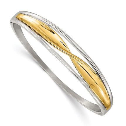 Stainless Steel Polished Yellow IP-plated Hinged Bangle ,