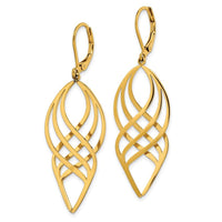 Stainless Steel Polished Yellow IP-plated Leverback Dangle Earrings ,