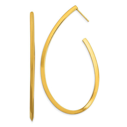Stainless Steel Polished Yellow IP-plated Post Hoop Earrings ,