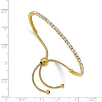 Stainless Steel Polished Yellow IP-plated Preciosa Crystal Adj. Bracelet ,