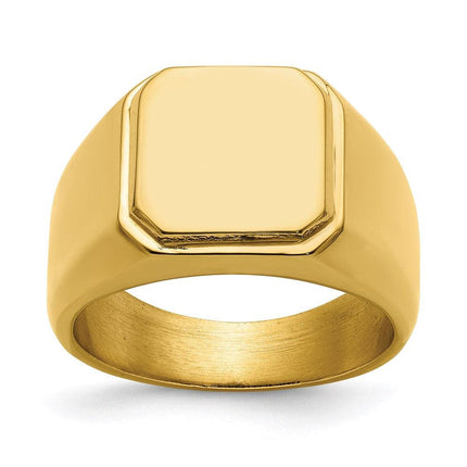 Stainless Steel Polished Yellow IP-plated Signet Ring ,