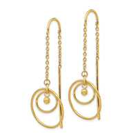 Stainless Steel Polished Yellow IP-plated Threader Circle Dangle Earrings ,