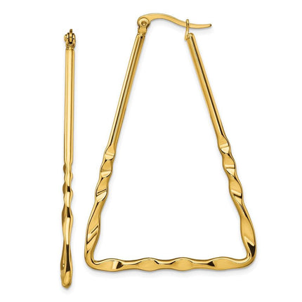 Stainless Steel Polished Yellow IP-plated Triangular Hoop Earrings ,