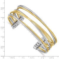 Stainless Steel Polished Yellow IP-plated Twisted Cuff Bangle ,