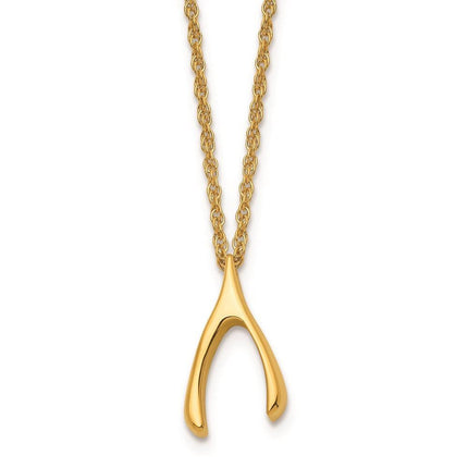 Stainless Steel Polished Yellow IP-plated Wishbone Necklace ,