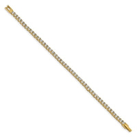 Stainless Steel Polished Yellow IP-plated with CZ 7.5in Tennis Bracelet ,