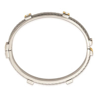 Stainless Steel Polished Yellow IP-plated w/Preciosa Crystal Hinged Bangle ,