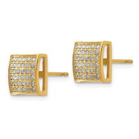 Stainless Steel Polished Yellow IP w/ 3/8ct. Diamond Square Post Earrings ,