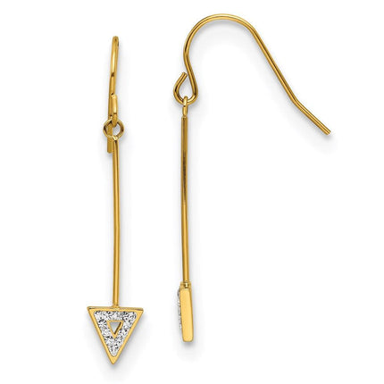 Stainless Steel Polished Yellow IP w/Preciosa Crystal Dangle Earrings ,