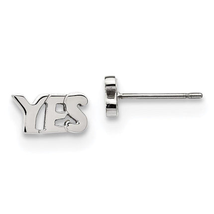 Stainless Steel Polished YES Post Earrings ,