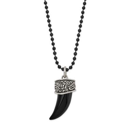 Stainless Steel Polished/Antiqued Black IP-plated Claw Necklace ,