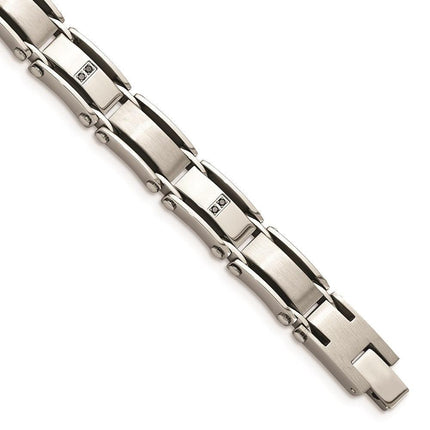 Stainless Steel Polished/Brushed 1/10ct tw. Diamond Bracelet ,