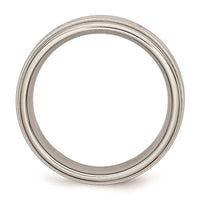 Stainless Steel Polished/Brushed Criss-cross Design 7mm Ridged Edge Band ,