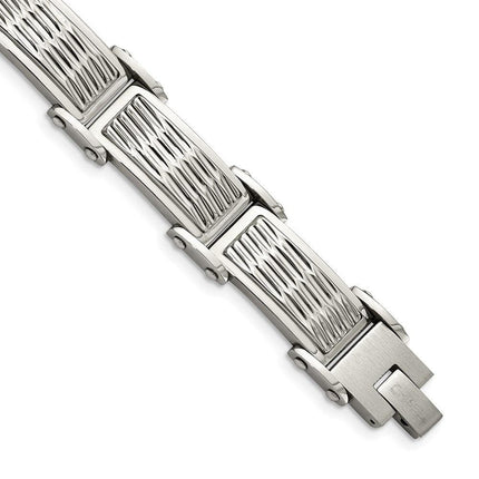 Stainless Steel Polished/Brushed Textured Link Bracelet ,