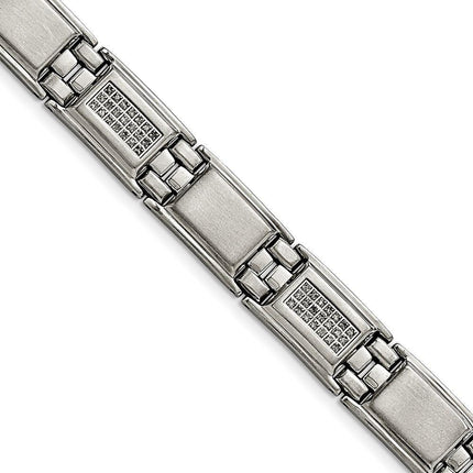 Stainless Steel Polished/Matte 3/4ct tw. Diamond Bracelet ,