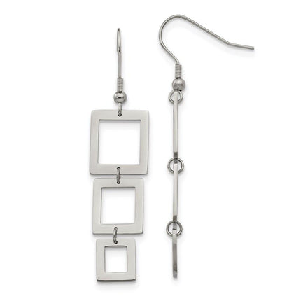 Stainless Steel Rectangle Dangle Earrings ,