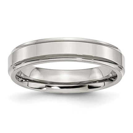 Stainless Steel Ridged Edge 5mm Polished Band ,