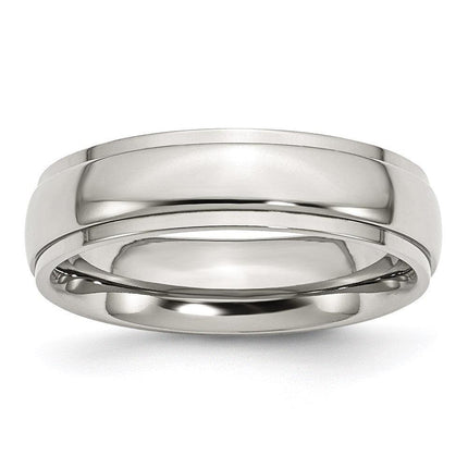 Stainless Steel Ridged Edge 6mm Polished Band ,
