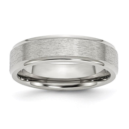 Stainless Steel Ridged Edge 6mm Satin and Polished Band ,