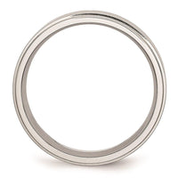 Stainless Steel Ridged Edge 7mm Brushed and Polished Band ,