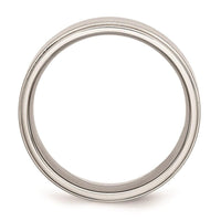 Stainless Steel Ridged Edge 8mm Brushed and Polished Band ,