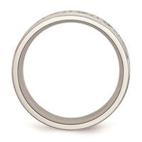 Stainless Steel Scroll Design 9mm Brushed/Polished Ridged Edge Band ,