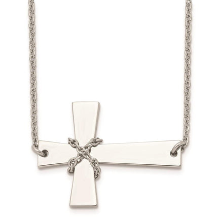 Stainless Steel Sideways Cross w/Chain Necklace ,
