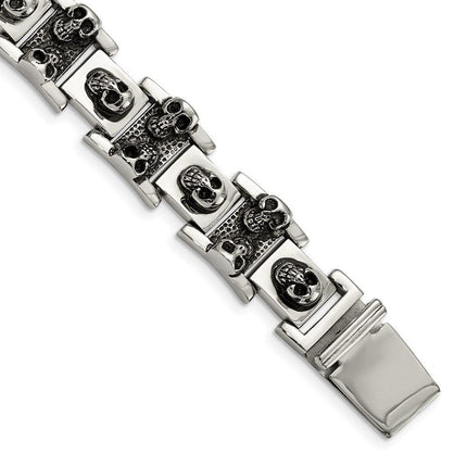 Stainless Steel Skull 8.25in Bracelet ,