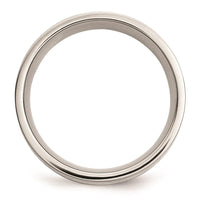 Stainless Steel Sterling Silver Inlay Flat 8mm Polished Band ,