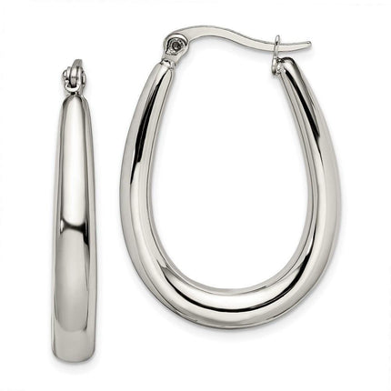 Stainless Steel Teardrop Hollow Hoop Earrings ,