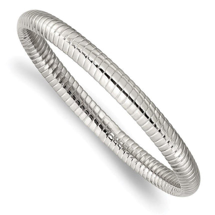 Stainless Steel Textured Hollow Slip-on Bangle ,