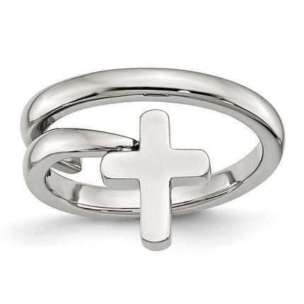 Stainless Steel Twisted Cross Polished Ring ,