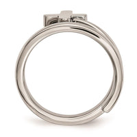 Stainless Steel Twisted Cross Polished Ring ,