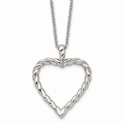 Stainless Steel Twisted Heart Pendant Necklace ,