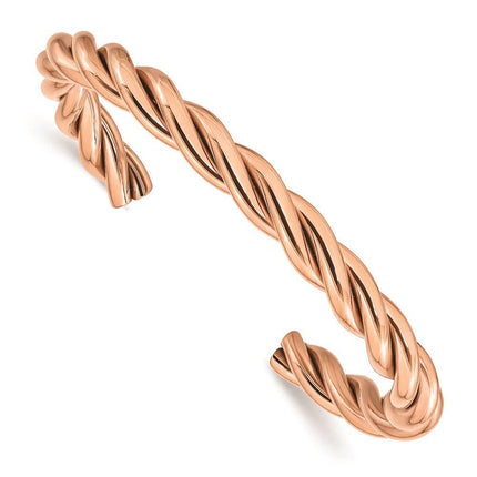 Stainless Steel Twisted Polished Pink IP-plated Cuff Bangle ,