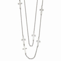 Stainless Steel Two Strand Cross Necklace ,