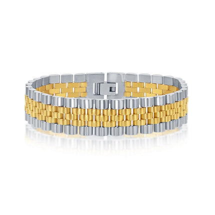 Stainless Steel Two-Tone Gold Plated Bracelet, 8.5" ,