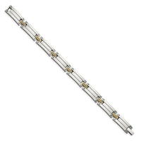 Stainless Steel w/14k Accent Polished 8.5in Link Bracelet ,
