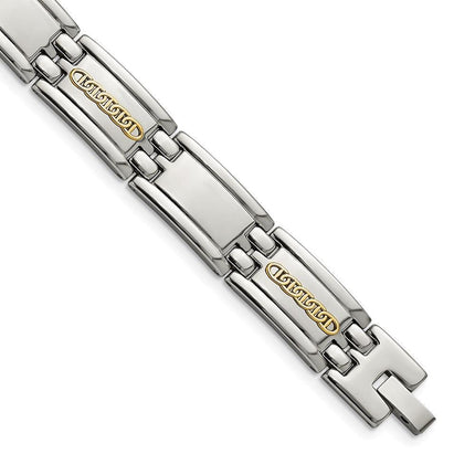 Stainless Steel w/14k Accent Polished 8.75in Link Bracelet ,