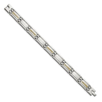 Stainless Steel w/14k Accent Polished 8.75in Link Bracelet ,
