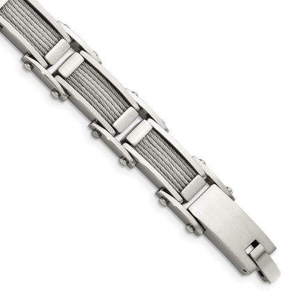 Stainless Steel Wire Brushed & Polished 8.5in Bracelet ,