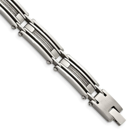 Stainless Steel Wire Brushed & Polished 9in Bracelet ,