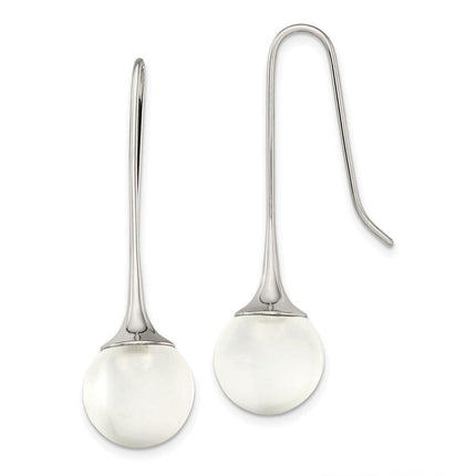 Stainless Steel with Glass Ball Shepherd Hook Earrings ,