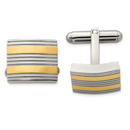 Stainless Steel Yellow IP-plated & Polished Cufflinks ,